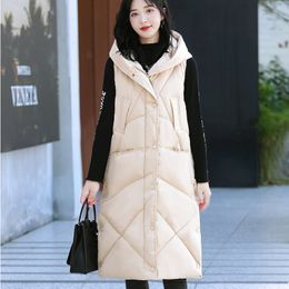 Women's Vests 0463 Black Khaki Beige Long Vest Coat Women Slim Korean Fashion Vest Waistcoat Female Outerwear Bodywarmer Vest Zipper Warm 221007