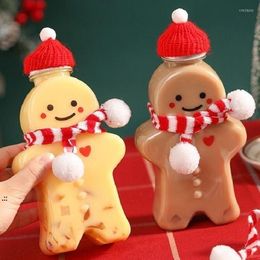 Water Bottles Party Gingerbread Man Drinking Cup Portable Shaker Drink Kitchen Milk Tea Home Couple Christmas Gifts BBB16057
