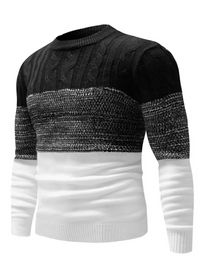 Мужской круглый цвет шее блокирующий вязаный свитер / с длинным рукавом обычный