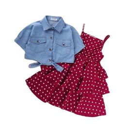 Clothing Sets Casual Summer Young Children Clothing Sets Baby Girls DressCoat 2Pcs Outfit For Kids Clothes Girls Suit 4-6-8-10-12 Years 221007