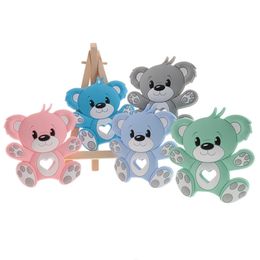 Baby Teethers Toys 10pc Bear Silicone Baby TeetherFood Grade born Teething Necklace Pacifier Chain Accessories Rodent Toy BPA Free Gift Pendant 221007