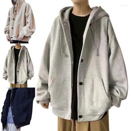 Men's Jackets Men's Simple Coat Solid Color Streetwear Loose Drawstring Men Hoodie Jacket