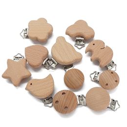 Baby Teethers Toys Chenkai 50PCS Wooden Bear Flower Car Heart Bird Elephant Round Star Clips BPA Free For DIY Baby Nature Pacifier Chain Gifts 221007