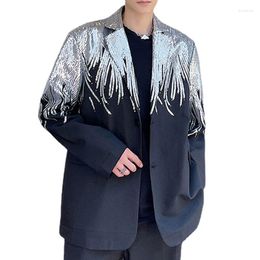 Men's Suits Embroidery Sequins Blazers Men Loose Casual Suit Jacket Harajuku Streetwear Party Stage Dress Coat Top Man Clothing