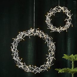 Decorative Flowers 2pc LED Light Wreath 30cm Diameter Gold Wire Mesh With Warm White Lighting For Wedding Party Curtain Garden Decoration