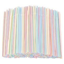 Disposable Cups Straws 1000/2000 Pcs Flexible Plastic Striped Multi Colored Straw 8 inch Long 221007