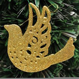 Christmas Decorations 1PC Tree Supplies Colors Pigeon Bird Xmas Ornament 9.5X9CM Glitter Powder Party Holidays Pendants