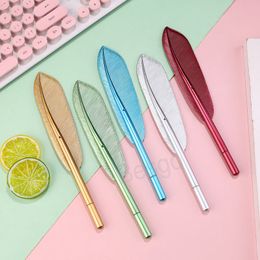 Beautiful Feather Gel Pens Student Colourful Feathers Writing Pen Plastic Advertising Signature Pens Office School Supplies BH7699 TYJ