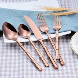Flatware Sets Creative Handle Set 4 Color Knife Fork Spoon 5-piece Suit High-grade Stainless Steel Cutlery WB354