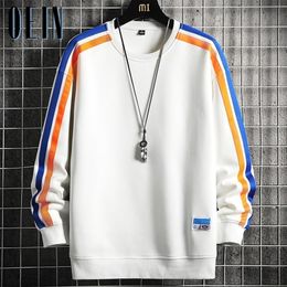 Mens Hoodies Sweatshirts OEIN Autumn Men Casual Crewneck Shirt Long Sleeve Sweatshirt Hip Hop Patchwork Streetwear Fall Pullover ONeck Tops 221007