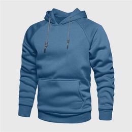 Mens Hoodies Sweatshirts Winter Fashion Thick Fleece Hip Hop Long Sleeve Pullover Male Autumn Solid Color Clothes 221007