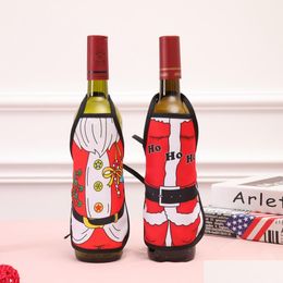 Christmas Decorations Christmas Party Red Wine Champagne Beer Bottle Table Decoration Apron Santa Gift Packaging Drop Delive Bdesybag Dhku5