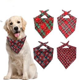 Dog Apparel Dogs Bandana Christmas Buffalo Plaid Snowflake Pet Scarf Triangle Bibs Kerchief Costume Accessories for Small Dogs Cats GCB16086