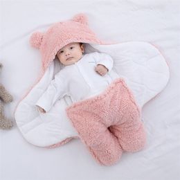 Sleeping Bags Cute born Baby Boys Girls Blankets Plush Swaddle Wrap Ultra-Soft Fluffy Fleece Bag Cotton Soft Bedding Stuff 221007