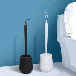 Toilet Brushes Holders Bathroom Black Soft TPR Silicone Head No Dead Corners Home Floorstanding Cleaning WC Accessories 221007