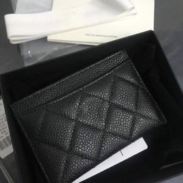 Women Card holders Top designer Wallets caviar pouch black quilted wallet Leather coin purse Gold silver buckle Creditcard bag