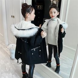 Down Coat 7 8 10 14 Years Winter Autumn Fashion Kids Jacket for Girls Warm Fur Hooded Thick Child Long Outerwear Girl Clothes 221007