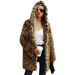 Women's Fur 2022 Winter Casual Long Sleeve Female Leopard-print Faux Coat Warm Thicken Jacket Sexy Luxury Overcoat HHPC02