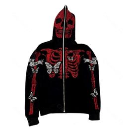 Men's Hoodies Sweatshirts harajuku vintage gothic graphic punk clothes shirt top Women cotton Black Oversize Tops Sweatshirts Hoodies Men's zip up hoodie 221008