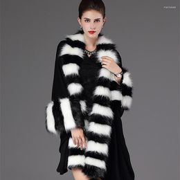 Women's Fur Womens Mixed Colours Faux Poncho Outwear Warm Cloak Cape Cashmere Blended Coat 7Colors