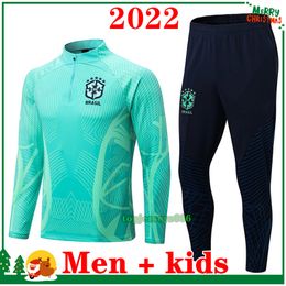 2022 2023 Brasil Soccer Suit 22 23 Мужчина и детский комплект бразильский футбольный тренировочный штопие для пробежек