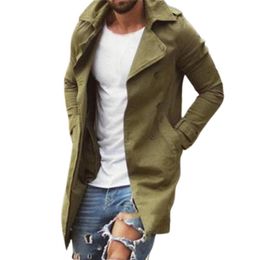 Men s Trench Coats Windbreaker Spring Autumn Long Coat Clothing Mid length Slim Oversize Turn down Collar Fashion Casual Male Jacket 221007