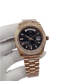 ZR Maker Mens Watch 41mm 18k Rose Gold Diamond Bezel Lens Time Scale Dual Date President Asia 2813 Automatic Men's Wristwatch