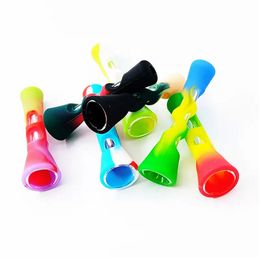 Silicone Tobacco Pipe Glass Bong 8.3cm Colourful Handmade Cigarettes Holder One Hitter Silicon Philtre Hand Smoking Pipes