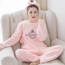 Women's Sleepwear Women's Womens Pyjamas Set Winter Thick Warm Flannel Pyjama Sets Cartoon Pyjamas Women Homewear Animal Female