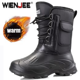 Boots Winter Snow Men Rain Shoes Nonslip Waterproof With Fur Plush Warm Male Casual MidCalf Fluffy Work Fishing Boot 221007