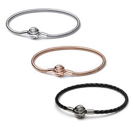 S925 silver jewelry charm bracelet originally fit Pandora leather rose gold snake bone chain