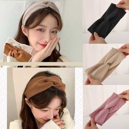 Headbands Woolen Cross Top Knot Elastic Hair Bands For Women Soft Solid Color Turban Headbands Women Girls Hair Accessories 2021 T221010