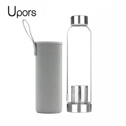 Water Bottles UPORS 550ML High Temperature Resistant Glass Sport Water Bottle with Tea Infuser Protective Bag Water Bottle 221008