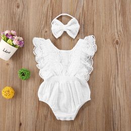 Rompers Lace Princess Toddler Romper 2022 Summer Cute Newborn Baby Girl Clothes Jumpsuit Headband Cotton Solid Baby Outfits J220922