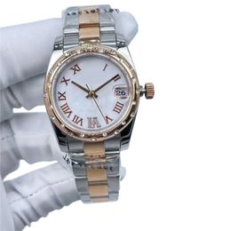 Vendedor quente feminino relógios 31mm Roman White Dial Two Tone Gold Rose Aço inoxidável Mecânica Data automática Premium Sports para homens e mulheres relógios elegantes