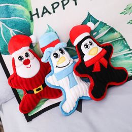 Noel evcil hayvan oyuncakları dayanıklı doldurulmuş gıcırtılı peluş köpek oyuncak penguen şekilli küçük orta köpek Noel hediyeleri