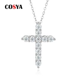 Anhänger Halskette CoSya Real Cross Anhänger Halskette für Frauen 100 925 Sterling Silber 01ct 3mm D Farb Diamant Halskette Fein Schmuck 221007