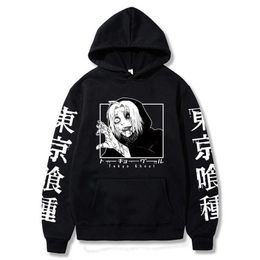 Men's Hoodies Sweatshirts Tokyo Ghoul Men's Hoodie Japanese Anime Print Hooded Hip Hop Style Streetwear Unisex Cartoon Harajuku Comfortable Sweatshirt T221008