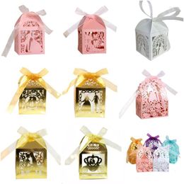 Gift Wrap 20/30/50PCS Lover Laser Cut Candy Boxes With Ribbon Chocolate Box Baby Shower Wedding Favours Gifts For Guests Party SupplyGift