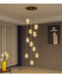 Modern Spiral Chandeliers Pendant Lamps Living Room Villa Loft Gold/Silver Dining Room Kitchen Chandelier Crystal flower Stair Ceiling Light