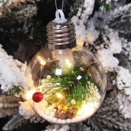 LED Christmas Balls Ornaments Light Bulbs Transparent Plastic Hanging Ball Xmas Baubles New Year Decoration