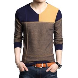 Mens Sweaters BROWON Men Autumn Long Sleeve Male Colour Match Casual Splicing Design Slim Outwear 221008