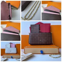 Designer Wallet Luxury Brand Purse Single Chains Zipper bag Wallets Women HandBags Tote Real Leather Bags Lady Plaid Purses Duffle Luggage