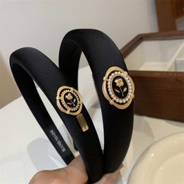 Headbands Vintage Black Pearl Sponge Women Head Band Hair Hoops Home Use Soft High Quality Black Sponge Thick Headdress Tiara Wholesale T221007