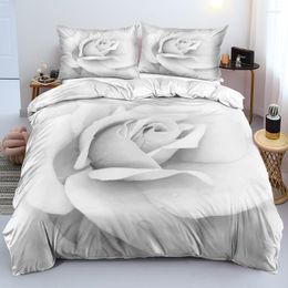 Bedding Sets 3D Beautiful White Flower Bed Linen Soft Comforter/Duvet Cover Set Full Double King Size 203x230cm For Girls Adults