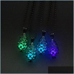 Pendant Necklaces Teardrop Openwork Essential Oil Necklace Diffuser Wholesale Per Aromatherapy Jewellery Diffusers Metal Volcanic 254 D Dhyna