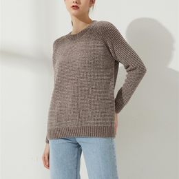 Women's Knits Tees Wixra Thick Sweater Women Knitted Ribbed Pullover Long Sleeve Casual O Neck Jumpers Chenille Clothing Autumn Winter 221007