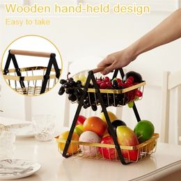 Storage Baskets Metal Fruit Basket Kitchen Storage two Tier Wire Basket Stand for Storing vegetables fruits bread Rack for Fruits Vegetables 221008