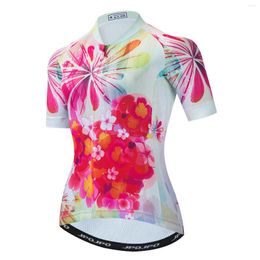 Racing Jackets 2022 Cycling Jersey Women Bike Mountain Road MTB Top Maillot Bicycle Shirt Short Sleeve Clothing Summer Uniform Flower Red