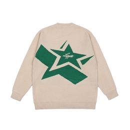 Men's Sweaters Japanese Retro Alphabet Stars Crew Neck Sweater Men and Women Pullover High Street Oversize Loose Casual Autumn Sweaters 221008